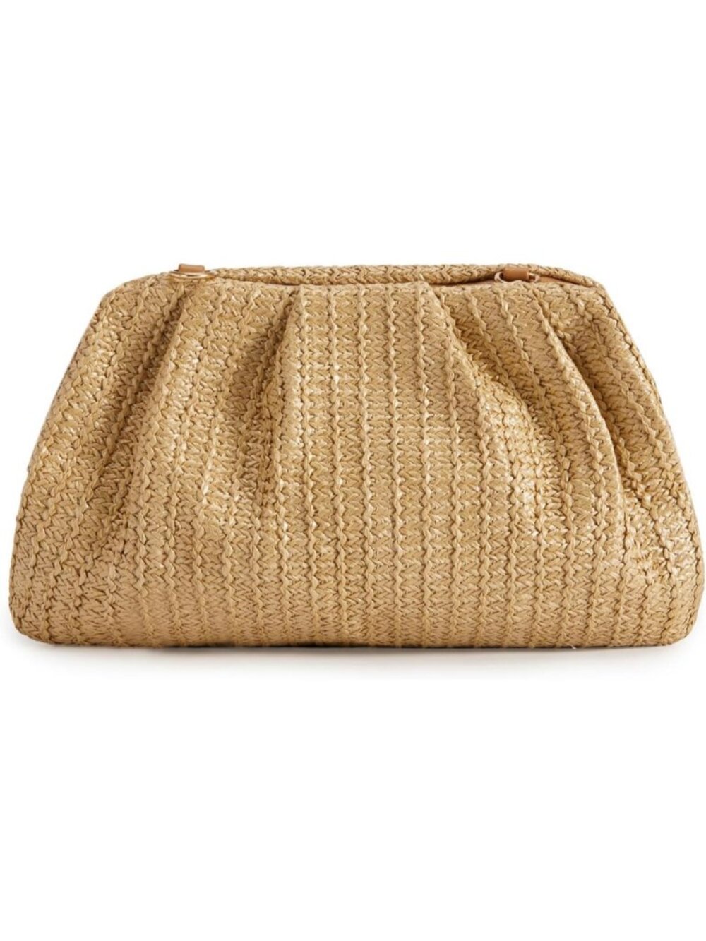 Women’s Khaki Straw Woven Clutch Purse Crossbody Evening Wedding Handbag